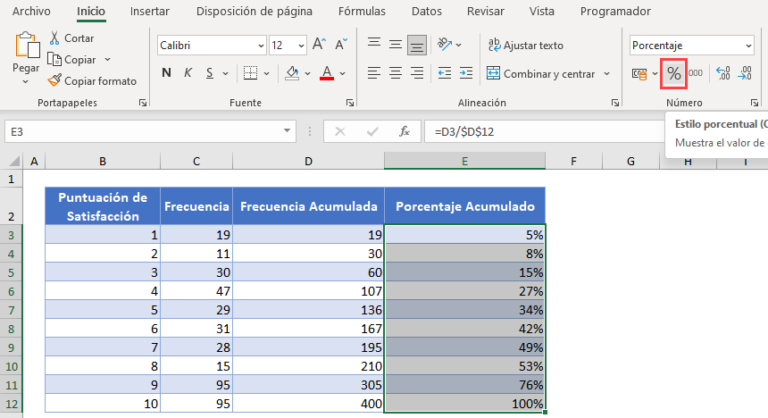 Calcular el Porcentaje Acumulado - Excel y Google Sheets - Automate Excel