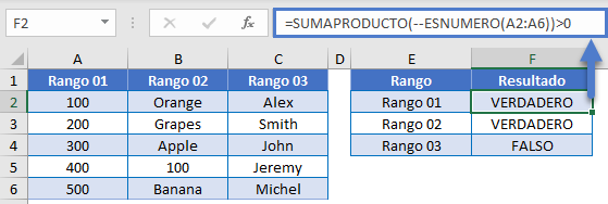 Probar Si ESNUMERO con SUMAPRODUCTO en Excel