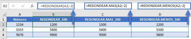 REDONDEAR REDONDEAR.MAS REDONDEAR.MENOS en Excel