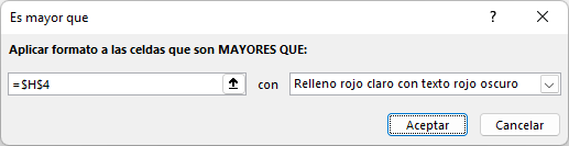 Regla Es Mayor Que en Excel