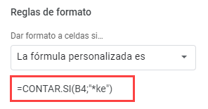 Reglas de Formato Celdas que Terminan Con en Google Sheets