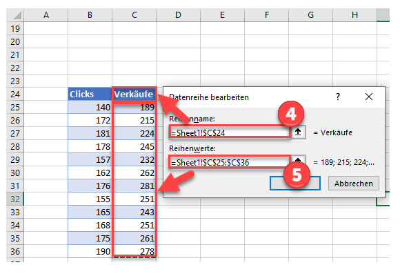 Reihen hinzufügen mehrere Linien Grafik Diagramm excel