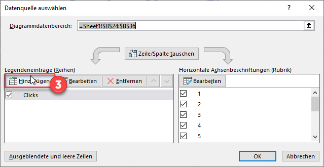 Reihen hinzufügen mehrere Linien Grafik excel