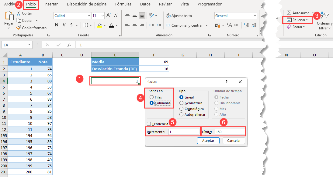 Rellenar Columna en Excel