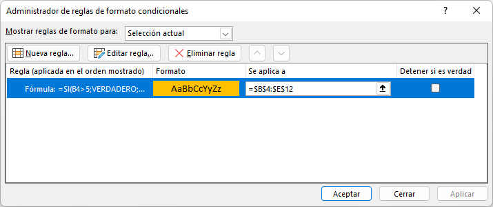 Resaltar Celdas Si Administrador de Reglas de Formato en Excel