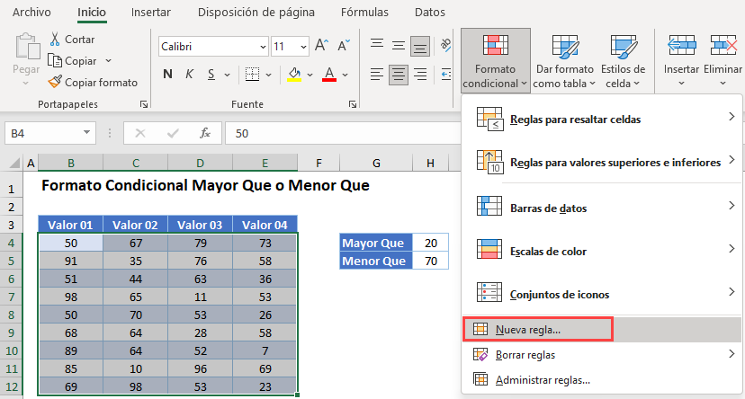 Resaltar Celdas con una Función Personalizada en Excel Paso1