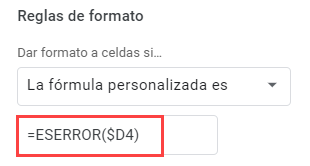 Resaltar Filas Si Hay Error Reglas de Formato en Google Sheets