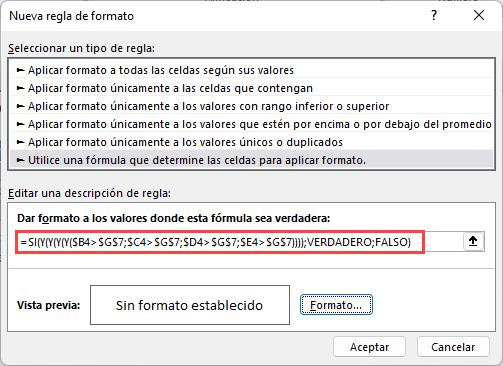 Resaltar Filas Si Nueva Regla en Excel