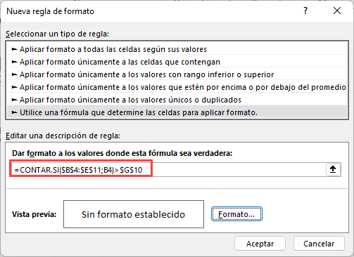 Resaltar Valores Duplicados Nueva Regla de Formato en Excel