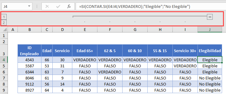 SI Complejo Columnas Agrupadas en Excel