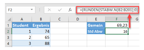 Standardabweichung finden