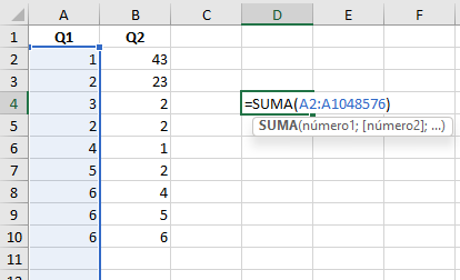 Sumar Todo Excepto el Encabezado en Excel