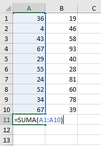 Sumar hasta el Final de la Columna en Excel