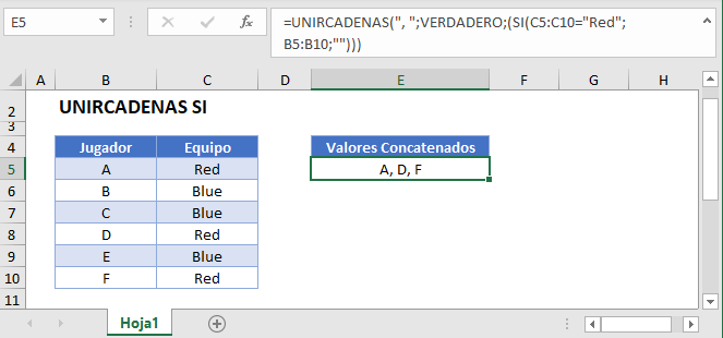 UNIRCADENAS SI en Excel