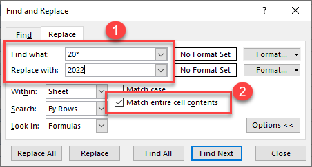 Wildcards select replace values