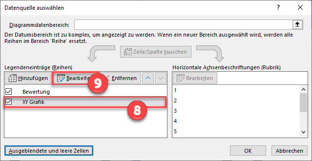 XY bearbeiten Diagrammreihe Grafik excel