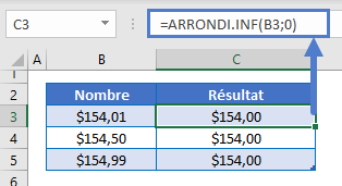 arrondir prix exemple fonction arrondi inf