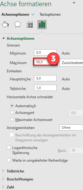 bearbeiten maximumgrenze für sekundäre Achse excel