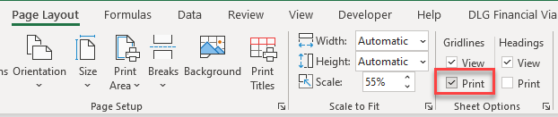 borders print gridlines