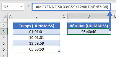 calculer moyenne temps exemple avec conditions si