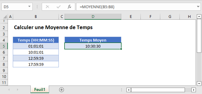 calculer moyenne temps fonction principale