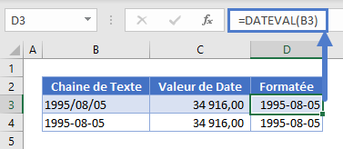 convertir texte en date fonction dateval formate
