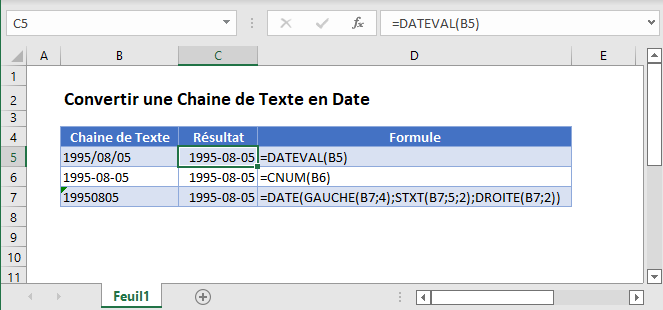 convertir texte en date fonction principale