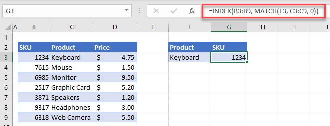 copycell index match