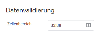 datenvalidierung zellenbereich festlegen google sheets