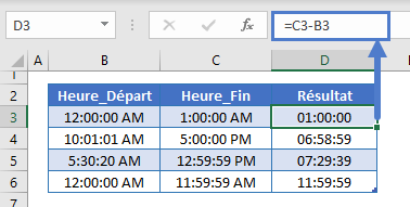 difference temps soustraction simple