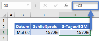 exponentieller gleitender mittelwert 3 tage erste zeile