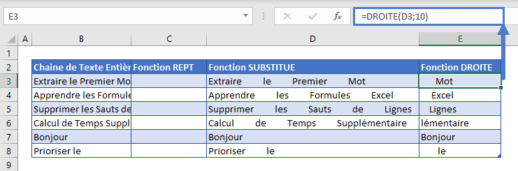 extraire dernier mot etape 3 fonction droite