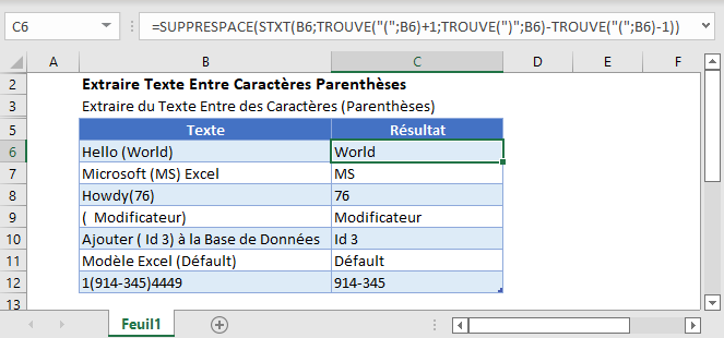 extraire texte entre caracteres parentheses fonction principale