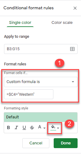 formulas cond format gs custom formula