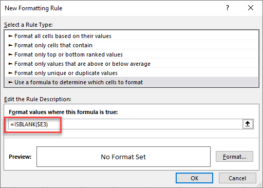 formulas cond format isblank