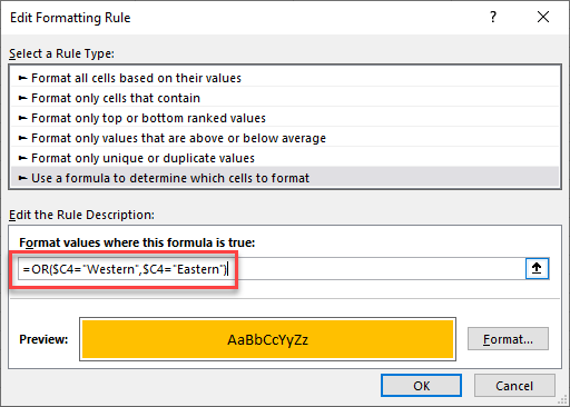 formulas cond format or function