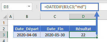 mois entre dates nombre jours mois fractionne