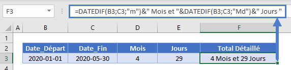 mois entre dates nombre mois jours restants combines 2