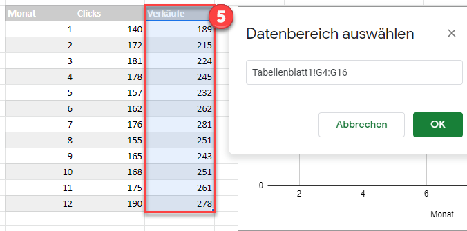 neue Reihe mehrere Linien Grafik google sheets