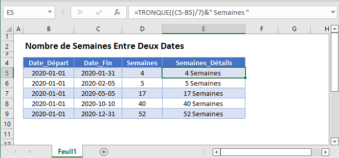 semaines entre dates fonction principale