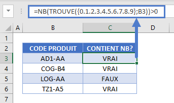 si cellule contient nombre quelconque exemple complet