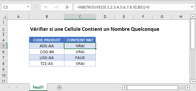 si cellule contient nombre quelconque fonction principale