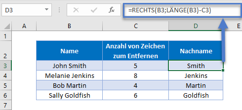 text aus zelle extrahieren rechts laenge funktion