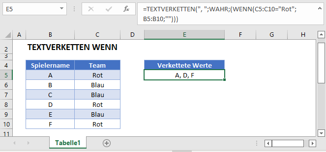 textverketten wenn hauptfunktion