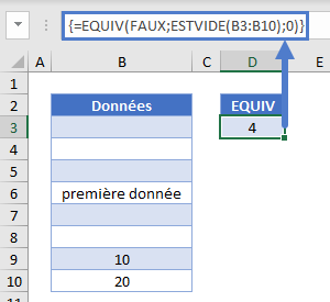 trouver premiere cellule contenant valeurs fonction equiv