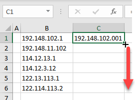 Arrastrar Formula IP