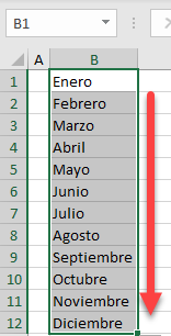 Arrastrar del Tirador de Relleno en Excel