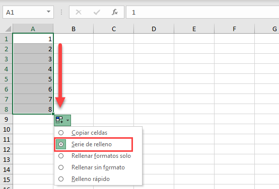 Autocompletar Números con el Tirador de Relleno en Excel
