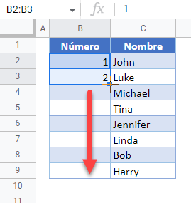 Autocompletar Números en Google Sheets