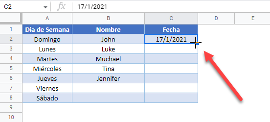 Autorelleno de Fechas en Google Sheets